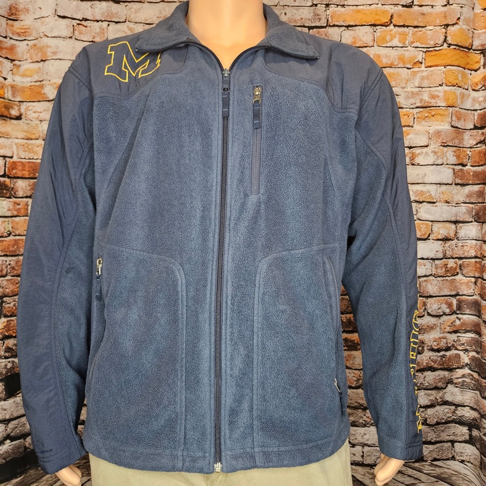 Columbia Mens XL University of Michigan Fleece Jacket Navy Blue Full Zip XM6203